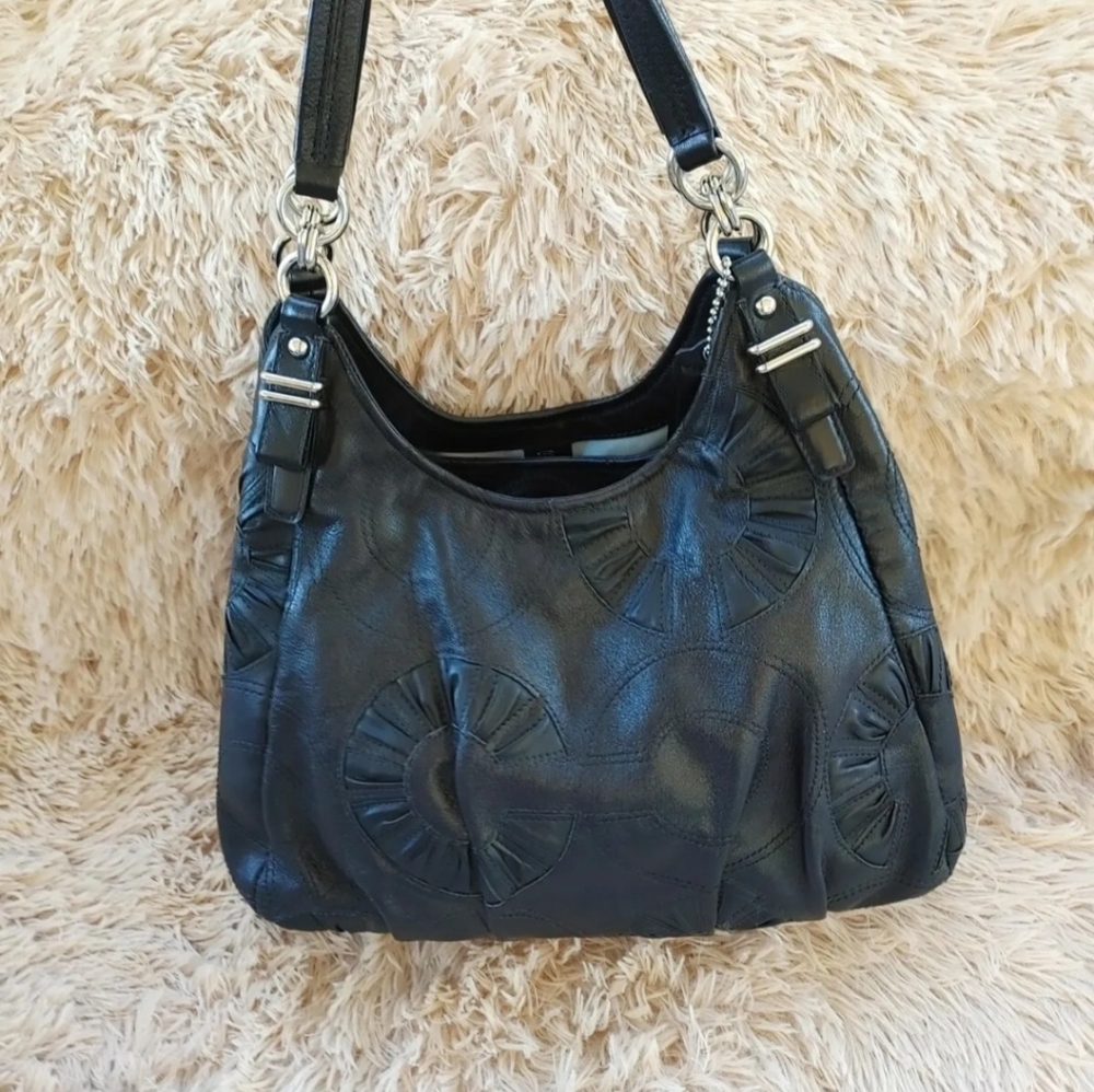 Coach Maggie op art gathered embellished shoulder bag black - Picture 7 of 7